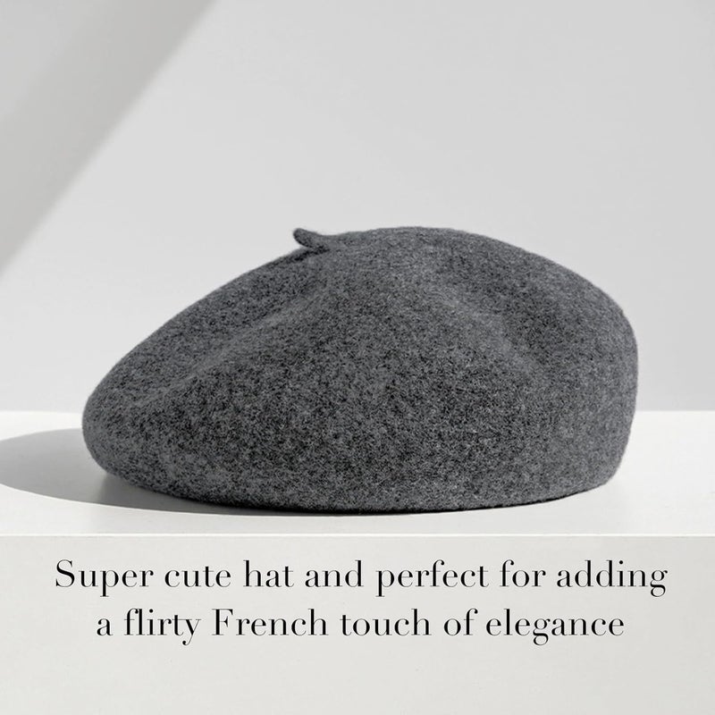 Sumolux Women Beret Hat Wool Vintage French Solid Color Classic Winter Cap - Image 2